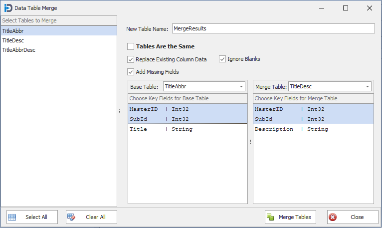 DataActions_MergeDiffTable_Setup